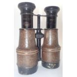 Pair of vintage leather cased binoculars stamped Army and Navy