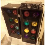 Foldaway disco light boxes and controller
