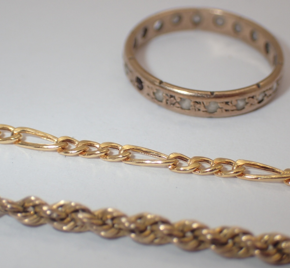 Two 9ct gold bracelets and a 9ct gold ring 4.