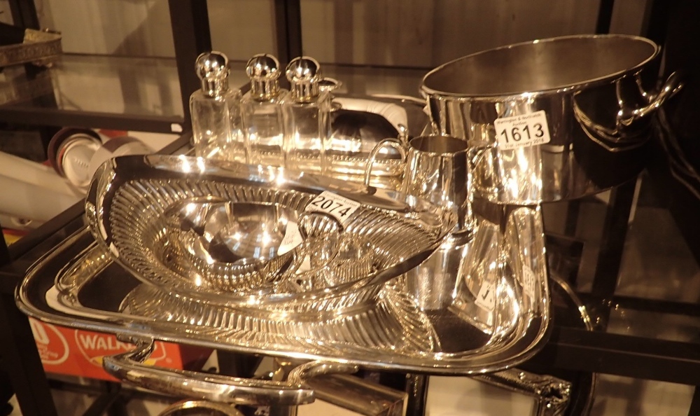 Collection of mixed silver plated items including tray tureen etc