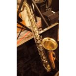 Cased Elkhart brass Tenor Saxophone with Yamaha mouthpiece