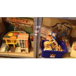 Large quantity of vintage toys and games including skateboard figures Chad Valley soccer petite