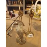 Three brass Art Deco style storks