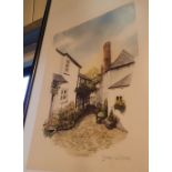 Gordon Wilkinson watercolour of Cheshire village scene frame not included