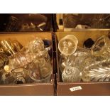 Quantity of mixed glassware including crystal glasses vases commemorative glass de-canter