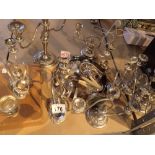 Box of silver plate mainly candelabra