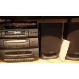 Samsung SCM 6700 midi hifi twin cassette CD radio and record deck and a pair of speakers