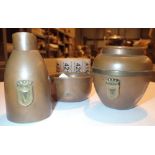 Three pieces of French copperware with Irish decoration