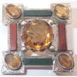 Victorian Scottish brooch with agates and semi precious stones registration mark for 1867 3.