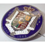 William IV half crown enamelled brooch