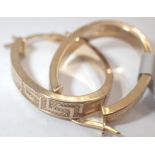 9ct gold Greek Key loop earrings