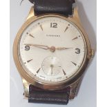 Garrard 9ct gold gents wristwatch with inscription CONDITION REPORT: This item is