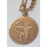 9ct gold sign of zodiac ( Sagittarius ) pendant and chain 5.