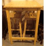 Beech high table and two stools H: 103 cm ( chairs ) 70 cm square