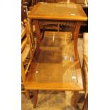 Two rattan glass top occasional tables largest 121 x 60 x 48 cm H