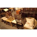 Mixed furniture including Lloyd Loom chair chairs table lamp and stools