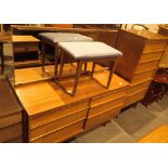 Austinsuite teak dressing table stool and five drawer chest