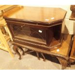 Leather top table with cabriole legs and two matching tables under and a TV unit