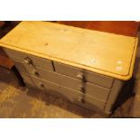 Pine chest of two short over three long drawers with key 117 x 45 x 72 cm H