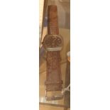 Gents quartz wristwatch on brown leather strap