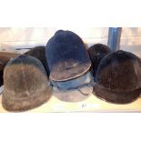 Seven vintage horse riding helmets including Christys London Super Beaufort example from V E Byrom