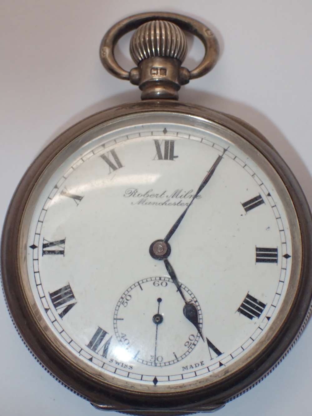 Hallmarked silver pocket watch by Robert Milne of Manchester Birmingham assay Brunner Mond (ICI)