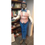 Life size plaster and wood greeting figure,