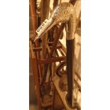 Stork handled ebonised walking stick