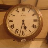 British Rail Eastern Station oak cased station clock 12443 fusee movement with key and pendulum (