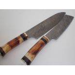 Set of two handmade kitchen knives Damascus steel made in Pakistan