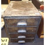 Antique wood four drawer and index chest 34 x 53 x 42 cm