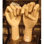 Pair of wooden moveable hands