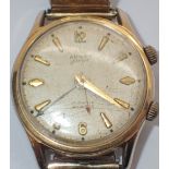 Gents Admes genuine alarm wristwatch on rolled gold Fixoflex expanding bracelet