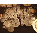 Large group of mixed crystal drinking glasses vases etc