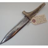 18thC Scottish HIghlanders dirk / boot knife with Staghorn grip and steel forged blade