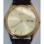 Seiko gold plated day date wristwatch