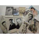 Box of photographs and postcards including signatures of stars including Frankie Lane and Norman