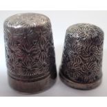 Two presumed silver thimbles one marked CH Dorcas other hallmarked