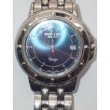 Gents stainless steel Raymond Weil Tango wristwatch with blue dial outer box and booklet