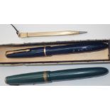 Two Parker pens both with 14ct gold nibs and a pencil