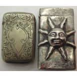 Two white metal vintage vesta cases