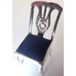 Silver pin cushion in the form of a chair