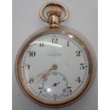 Gold plated crown wind pocket watch by Vertex