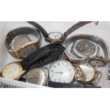 Box of wristwatches including Rotary and a Sekonda pocket watch