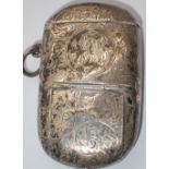 Hallmarked silver combination vesta case and sovereign holder Chester assay H: 7 cm