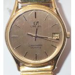 Gold plated Omega Seamaster quartz gents wristwatch CONDITION REPORT: Working at