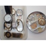 Box of mixed wristwatches heads and parts