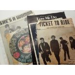 Original Northern Songs Ltd Beatles music sheets for Ticket to Ride Shes a Woman and Love Me Like