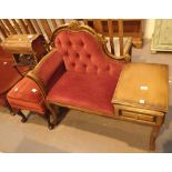 Telephone seat upholstered stool and small wooden stool