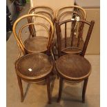 Three bentwood chairs and a further chair